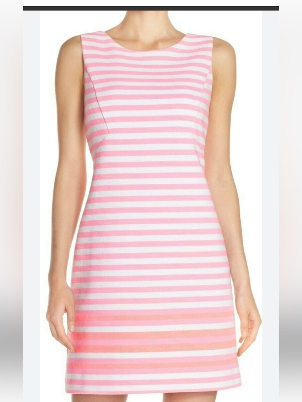 Lilly Pulitzer Pink and White Striped Sleeveless Shift Dress